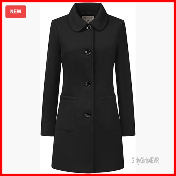 Winter Trench Coat with Peter Pan Collar Single Breasted Fully Lined